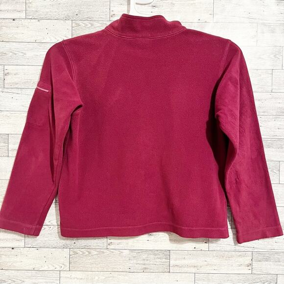LL BEAN Girls’ Maroon Quarter Zip Fleece Pullover, M (10/12) - Picture 7 of 9